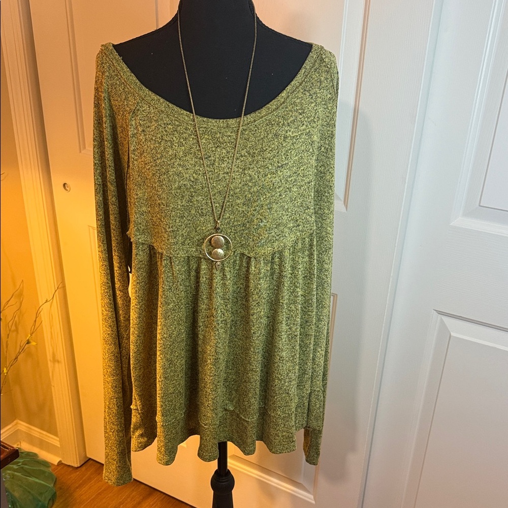 3/$20 True Craft Boho Yellow//Green Long Sleeve Top 1X